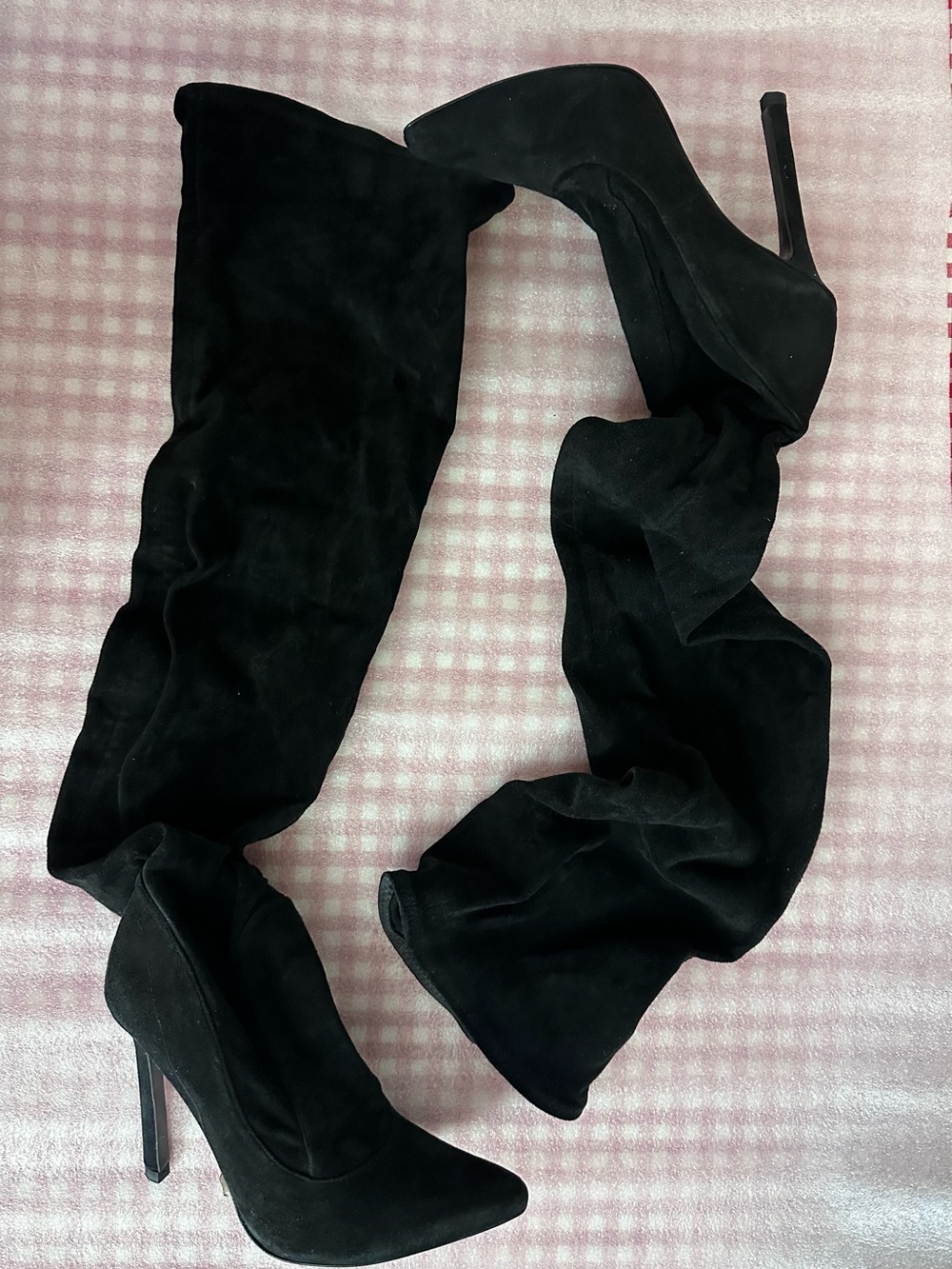 Zara Black Suede Over-the-Knee Stiletto Boots
